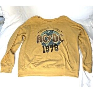 ACDC Mustard Yellow Soft Sweatshirt Medium ACDC World Tour 1979 Reproduction